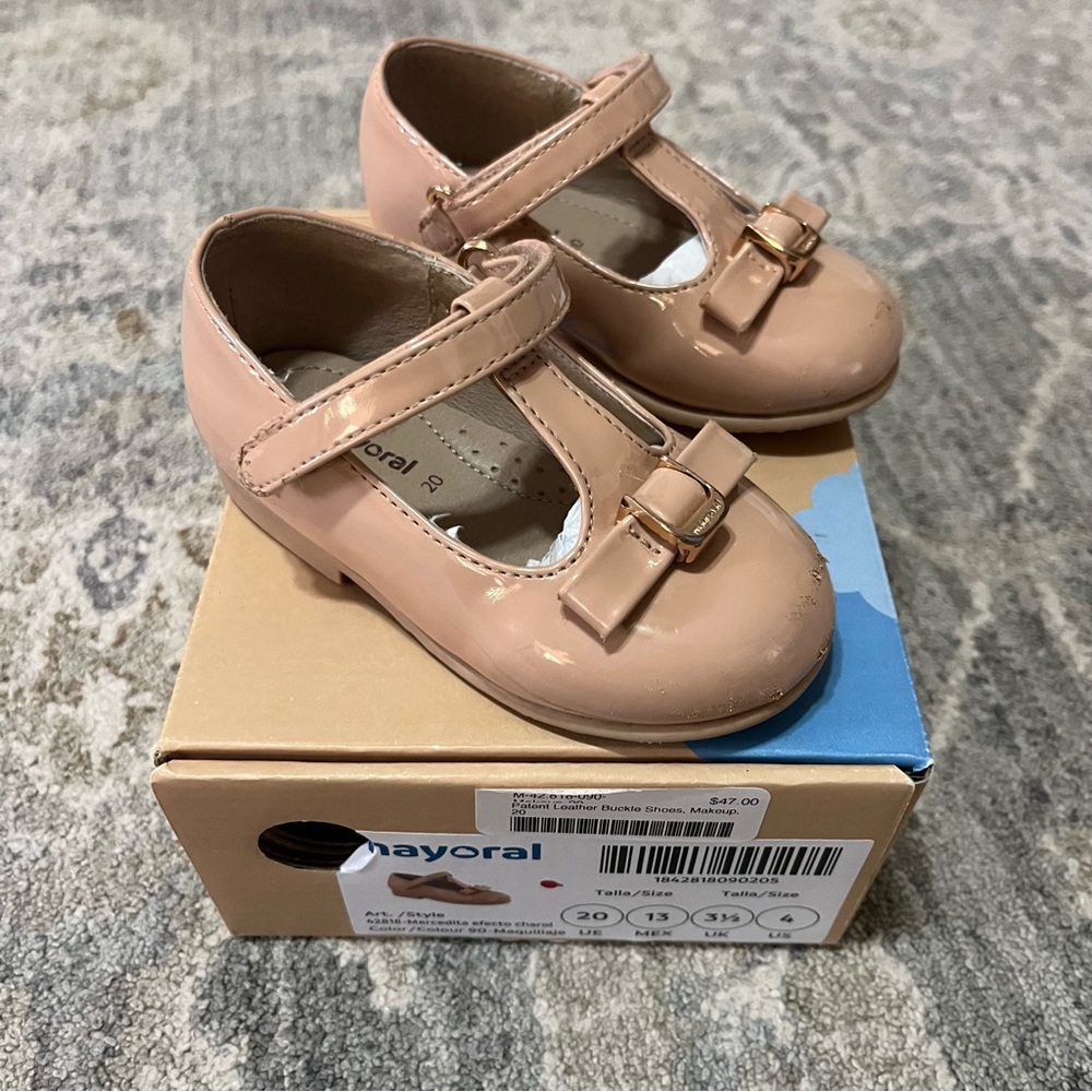 Mayoral Tan Kids Dress Shoes with Bow